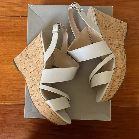 Franco Sarto ivory Seneca wedge sandals  NEW IN BOX - Picture 3 of 8